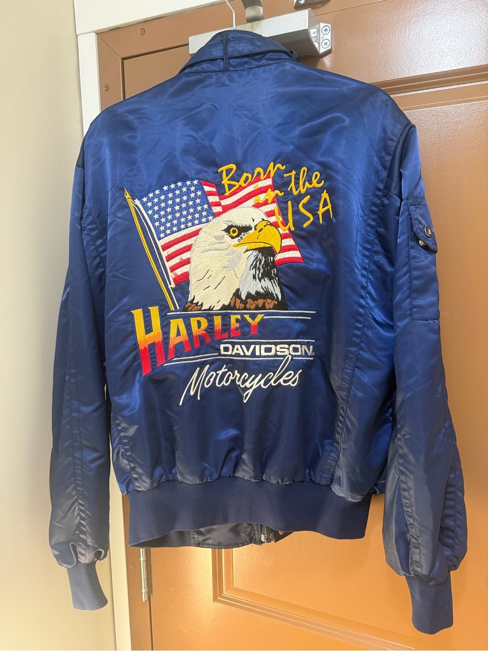 Vintage 80s Harley Davidson Satin Bomber Jacket